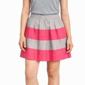 J.CREW Short Skirt Womens Size 12 Gray Pink Mini Pleated Side Zip Fully Lined